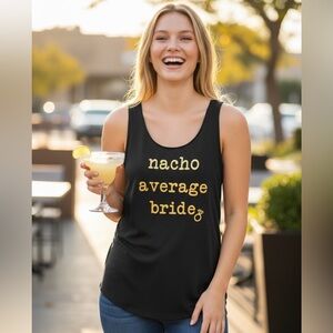 Love & Cherish women’s size XS Tank Top Shirt Black Gold Nacho Average Bride new